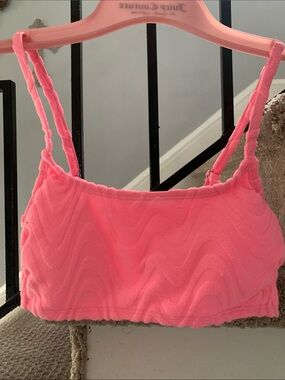 wild fable Neon Pink Textured Bikini Top with Double Straps